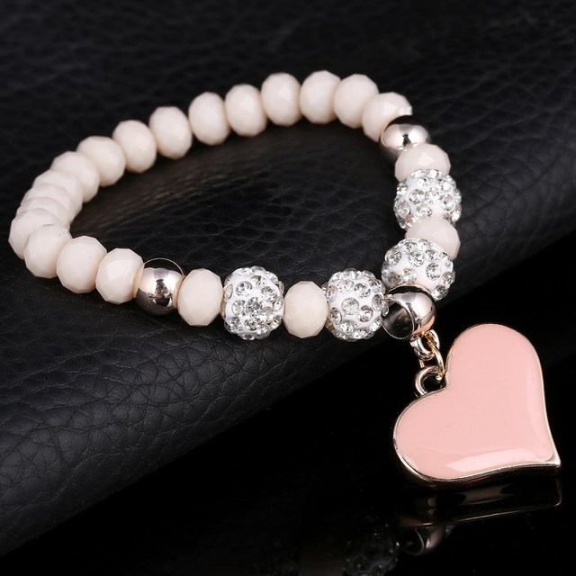 Fashion Geometric Beaded Women Heart Bracelets Simple Stone Bead Charm Bracelets & Bangles For Women Jewelry Gift