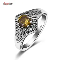 Szjinao любовь пары Jewelry дворец Популярные Винтаж 925 пробы Серебряный Кристалл Камень кольцо для женщин Ретро ювелирные изделия оптом