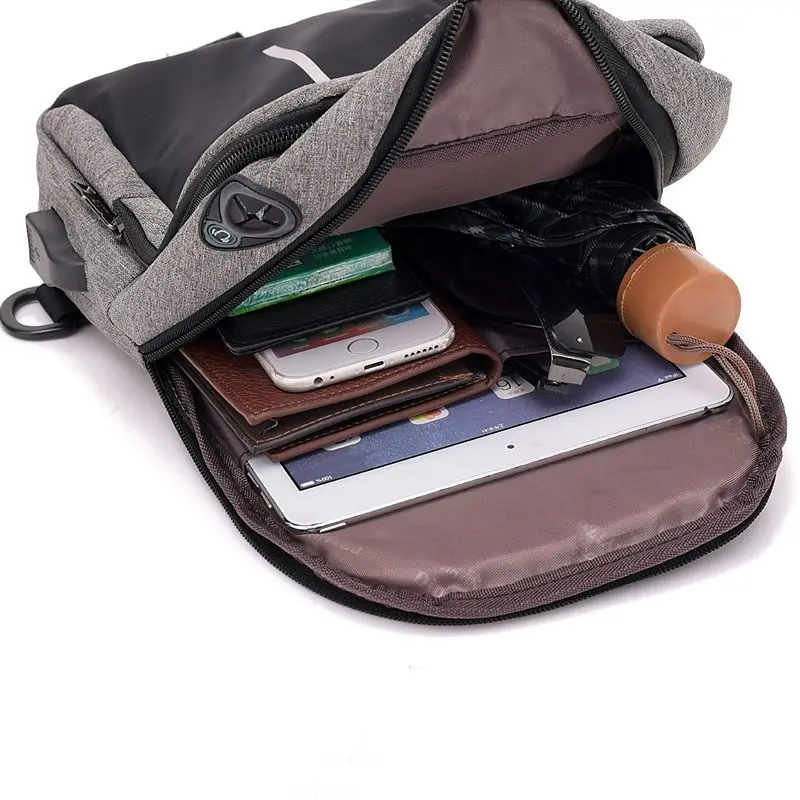 Маленькая сумка через плечо с зарядкой через usb, мужская сумка-мессенджер, Мужская водонепроницаемая сумка на лямках, новинка, сумка через плечо L52