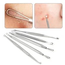 ELECOOL 5 шт. набор инструментов для удаления угрей, прыщей из нержавеющей стали, игла для прыщей, пинцеты для удаления угрей и экстрактор угрей и комедонов, инструмент