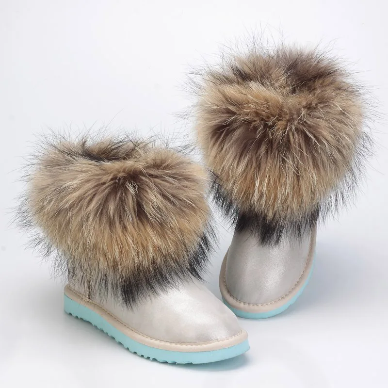 UVWP/модные водонепроницаемые зимние ботинки из натуральной овечьей кожи; ботильоны; теплая шерсть; зимние ботинки на натуральном меху; женские ботинки - Цвет: White