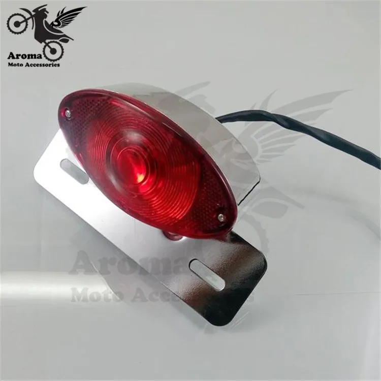 

2016 new sliver chorme motorcycle Bobber Custom Motorcycle Tail Light Oval LED Stop light Rear Brake lamp red unviersal parts