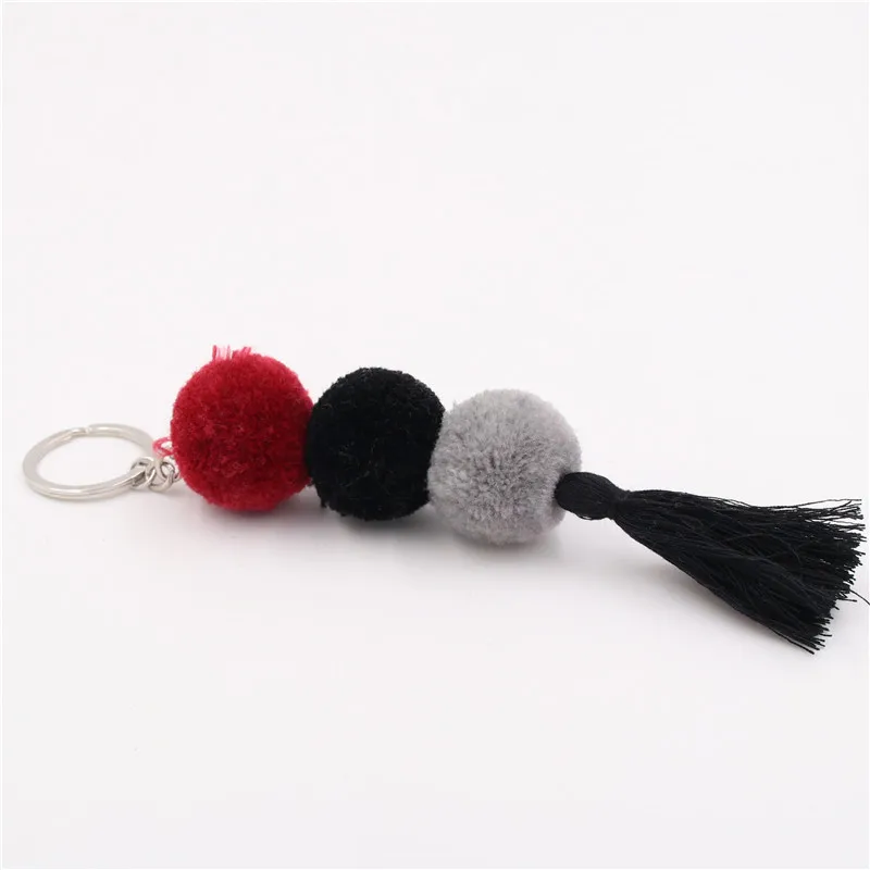 

1pc 2019 New Bohemia Rainbow Color Gradient Ramp Pompom Keychain Bag Charm DIY Jewelry For Party
