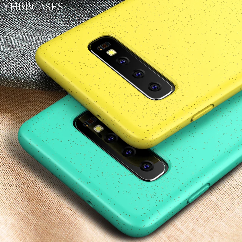 

YHBBCASES For Samsung Galaxy S10 Plus Couples Solid Color Soft Case For Samsung S10e Mixture Wheat Straw Silicone Phone Cover
