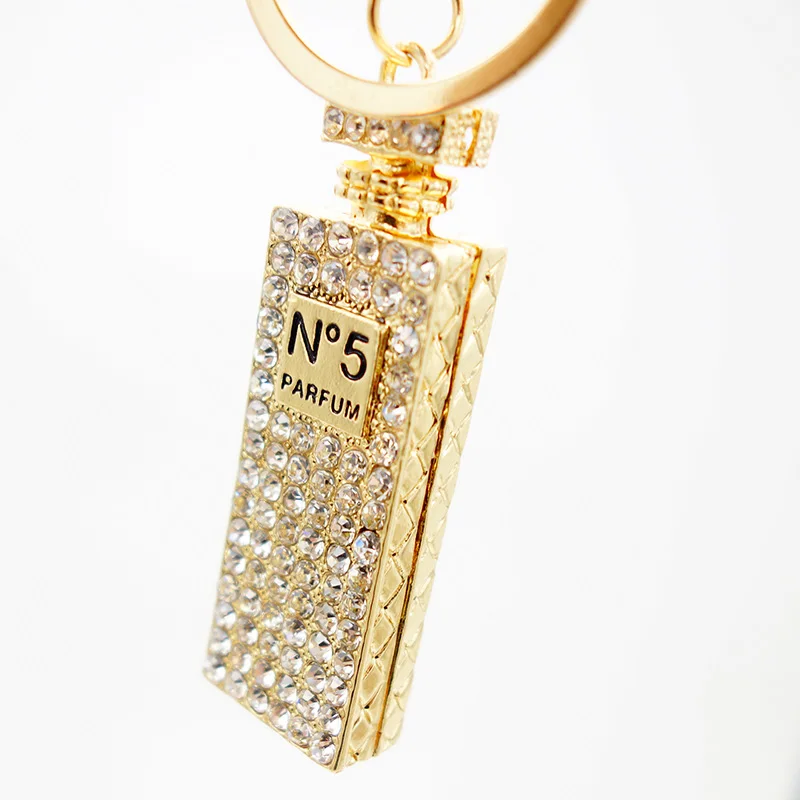 

Adojewello Jewelry Rhinestone Crystal Twinkling Perfume Bottle Keychain Keyring Gift For Girls Handbag Chram Key Holder