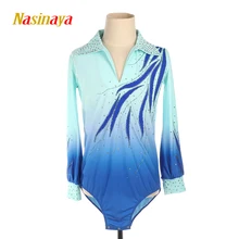 Nasinaya для мальчиков человек Рисунок выступление в катании на коньках Костюмы по индивидуальному заказу для соревнований по фигурному катанию платья для катания на коньках для детей гимнастика синий градиент
