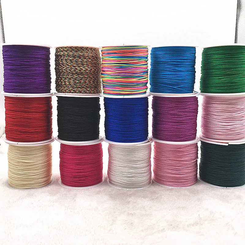 100M/Roll 0.8mm Colorful Nylon Cord Thread Chinese Knot Macrame Cord Bracelet Braided String DIY Tassels Beading Thread