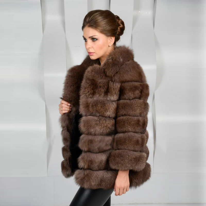 BFFUR, зимняя женская куртка из натурального Лисьего меха, цельная кожа, натуральная кожа, Женская куртка, толстая, из натурального Лисьего меха, короткая шуба