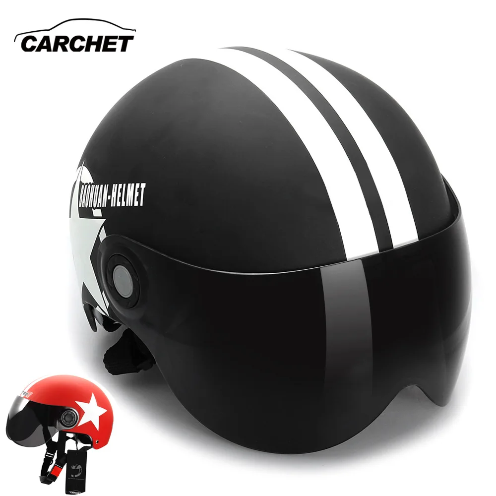 CARCHET moto cross Helmet 56-60 см moto rcycle полулицевые шлемы с открытым лицом регулируемый размер пятиконечный шлем со звездой Casco para moto