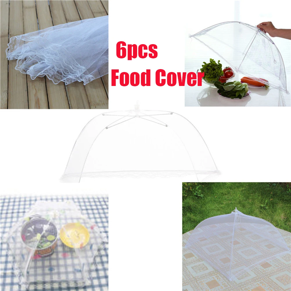 6 шт Большой всплывающий сетчатый защитный чехол для палатки зонтик многоразовые и складные Чехлы для еды на открытом воздухе для пикника сетчатые крышки для еды сетка