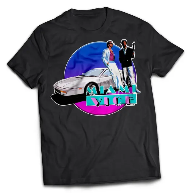 Miami Vice Classic Retro Tv Series Film Movie Tumblr Mens 80S 90S T Shirt Short Sleeves Cotton ...