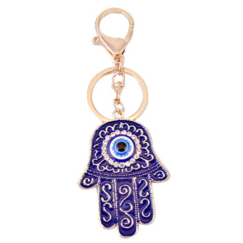 Enamel Crystal Evil Eye Palm Car Keychain Alloy Keyring Fashion Women