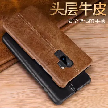 

FSSOBOTLUN high quality For Samsung Galaxy S9 S9 Plus Back Case Cover Vintage Genuine Leather For Galaxy S9 Plus Phone Cases