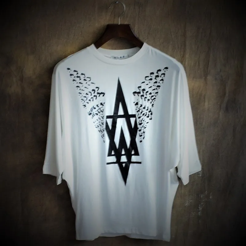 2015 plus size loose batwing sleeve fashion batwing shirt male T-shirt male short-sleeve top print t-shirt