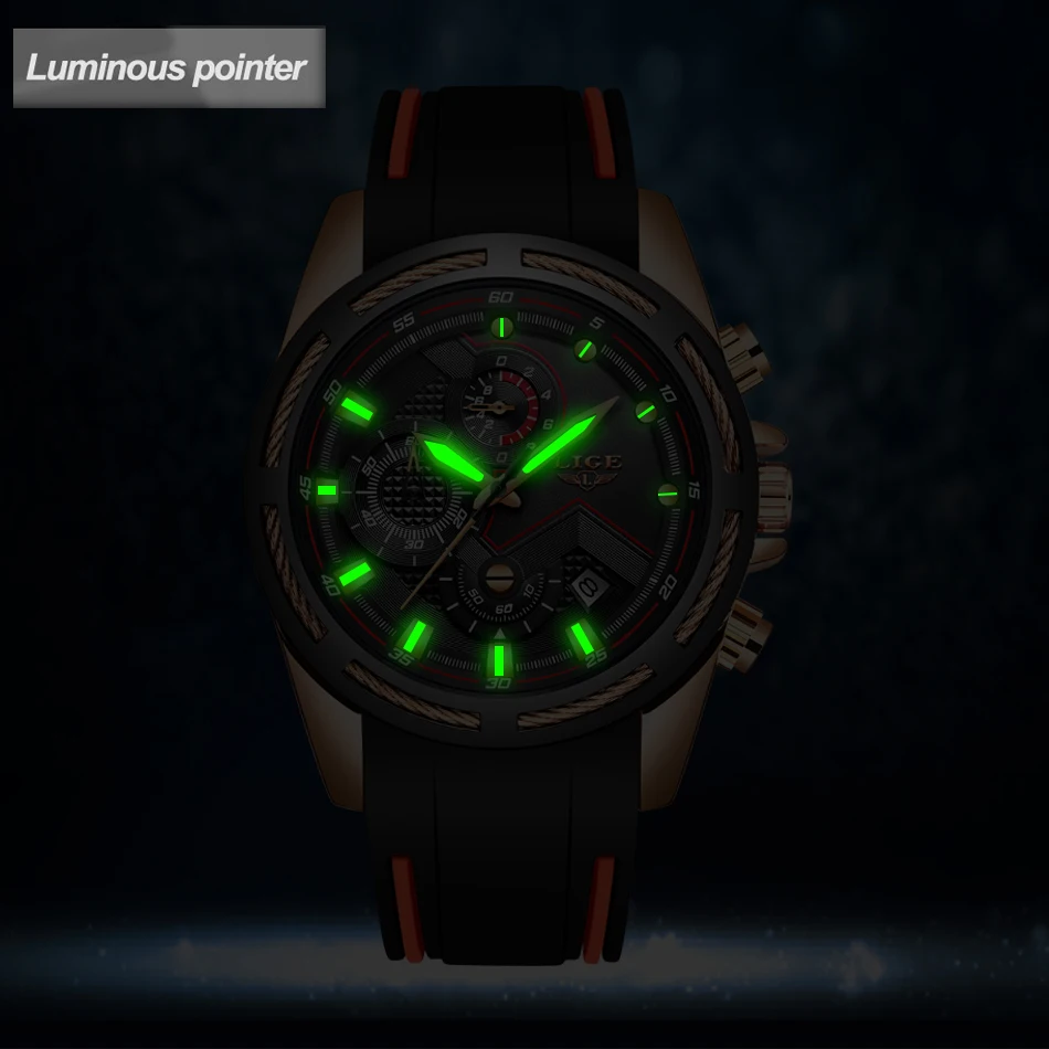 LIGE New Mens Watches Top Luxury Brand Men Unique Sports Watch Men's Quartz Date Clock Waterproof Wrist Watch Relogio Masculino