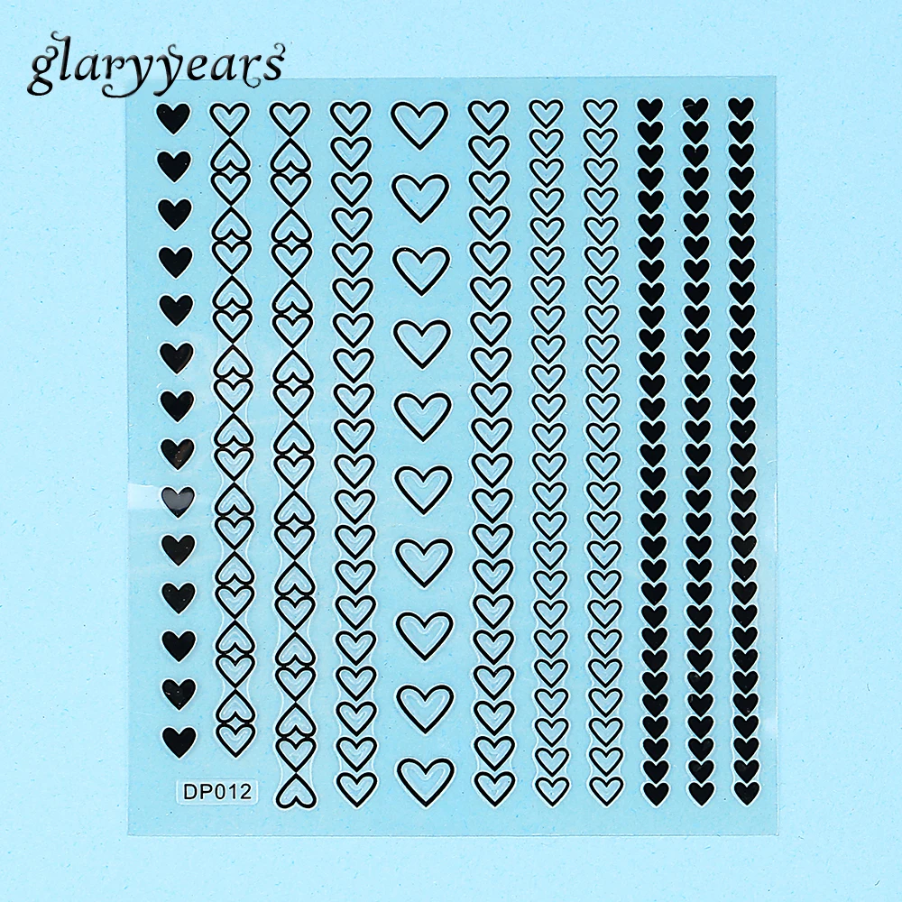 1pc 3D Nail Sticker Black Gold Sweet Heart Sticker Nail Decal Sticker Women Manicures Tool Decoration DP012 Nail Sticker Holiday