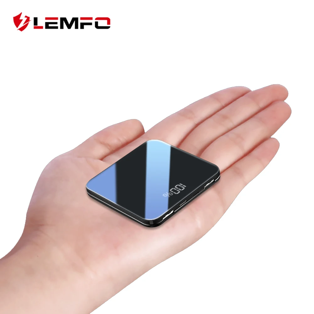 LEMFO Mini Power Bank 10000mah Thin Mirror Screen 2.1A Fast Charging 3 in 1Built-in Line Wireless Charger Powerbank 10000 Mah LEMFO Mini Power Bank 10000mah Thin Mirror Screen 2.1A Fast Charging 3 in 1Built-in Line Wireless Charger Powerbank 10000 Mah