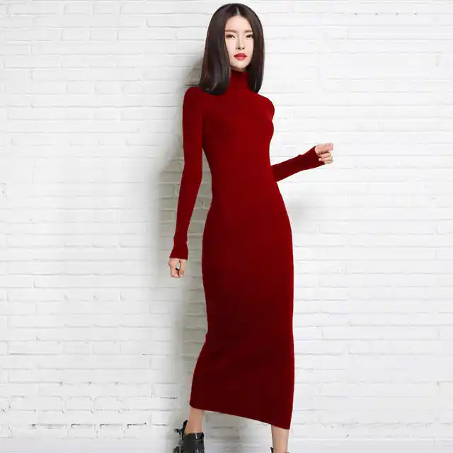 long ankle length sweater dresses