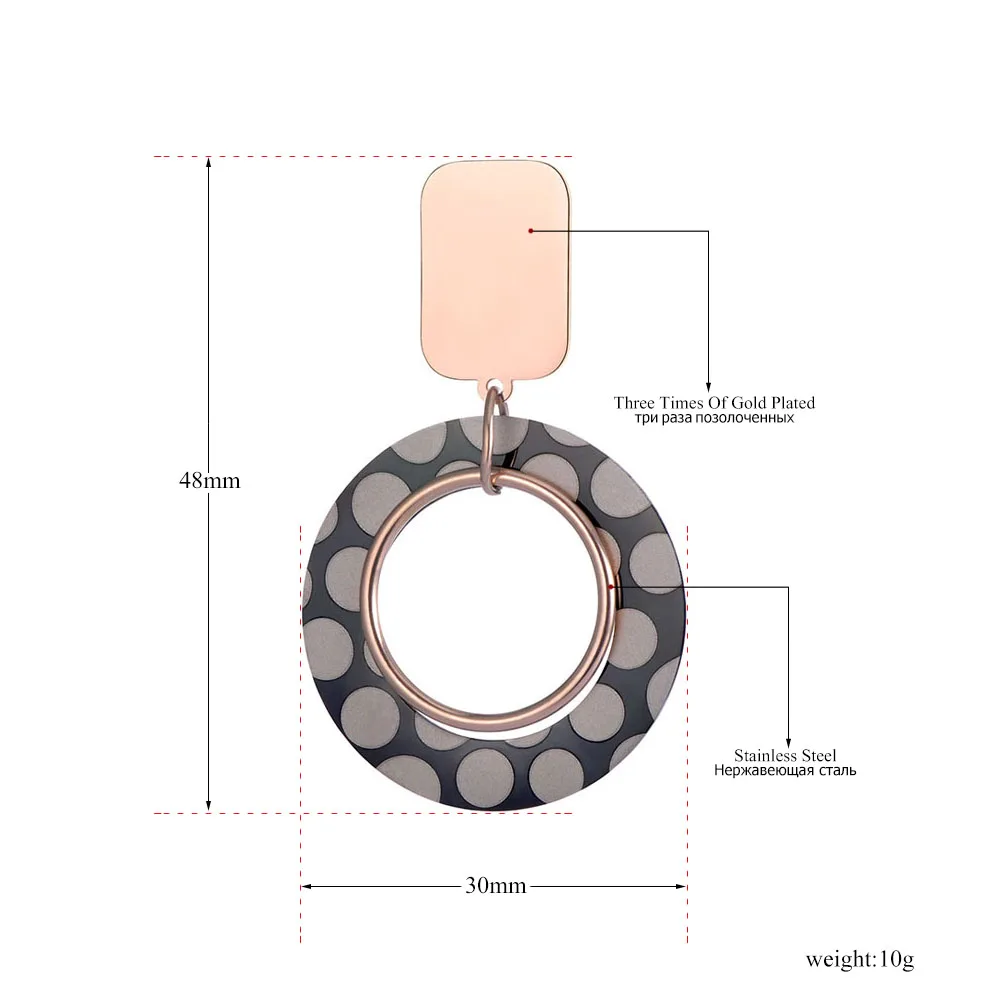 Lokaer трендовые двухслойные серьги из нержавеющей стали с геометрическим узором для женщин и девочек, розовое золото, ювелирные изделия для ушей, Рождественский подарок E19067