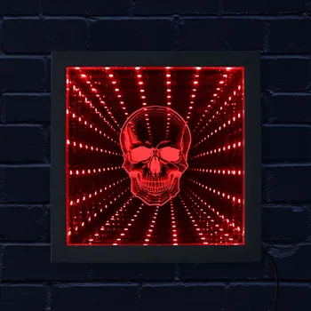 

Skull Head LED Infinity Mirror Color Changing LED Light Picture Frame Stunning Optical Illusion Gorgeous Mirrored Horror Light