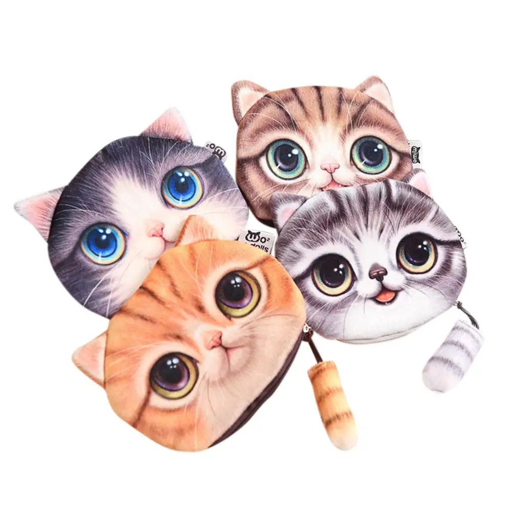 

Yfashion 3D Cat Face Printing Coin Purses For Women Cartoon Girls Zipper Wallets Small Money Pocket