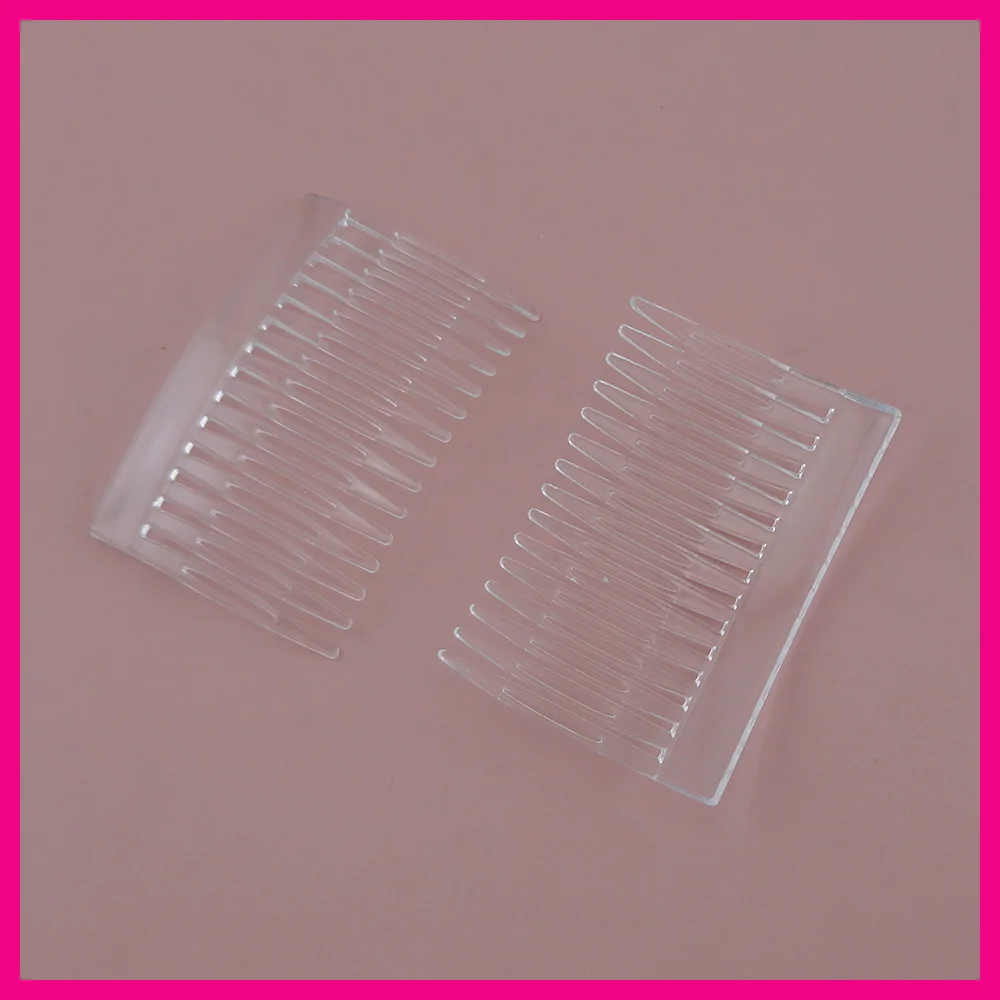 20PCS 4.6cm*6.9cm 15teeth Clear Plain Plastic Hair Comb for diy hair