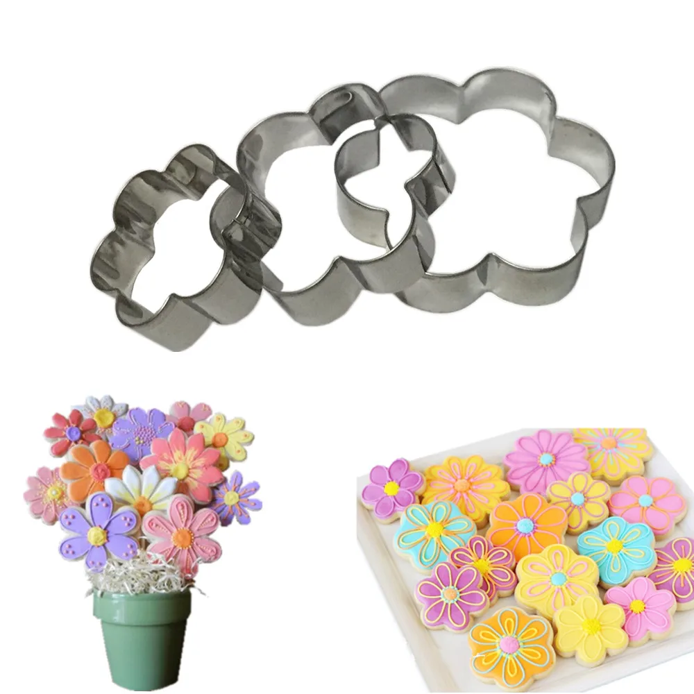 

3PCS/SET Plum Flower Shape Mold Sugarcraft Biscuit Cookie Tool Cake Pastry Baking Cutter Mould Tool For Cakes