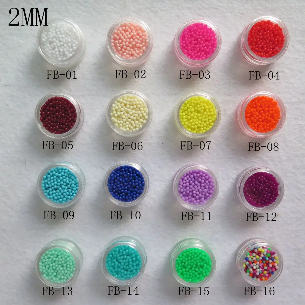

FB01-16 3D Approx. 500pcs/jar Tiny 2MM Colorful Mini Beads without holes Small Balls