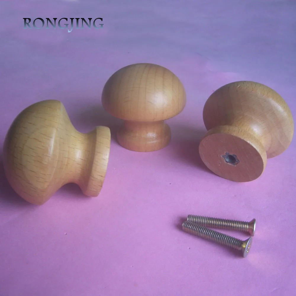 Best 4pcs Wooden Kitchen Cabinet Drawer Knobs Mushrooms Drawer Handles Cupboard Closet Cabinet Furniture Solid Wood Bookcase Pulls
