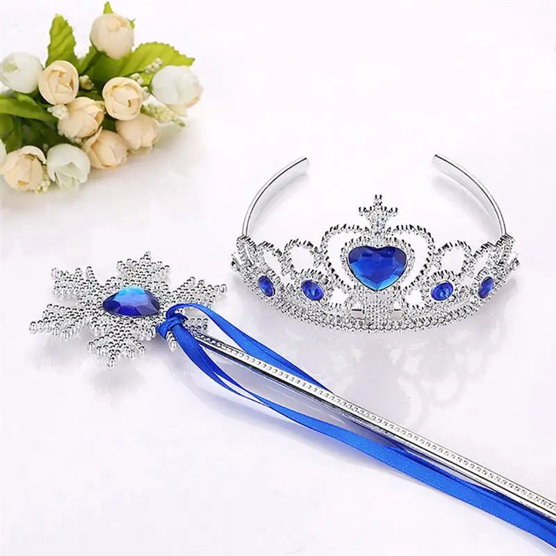 Children Shinning Princess Crown Hairbands For Girls Birthday Gift Jewelry Queen Diadem Children Hair Clip Magic Wand Sets