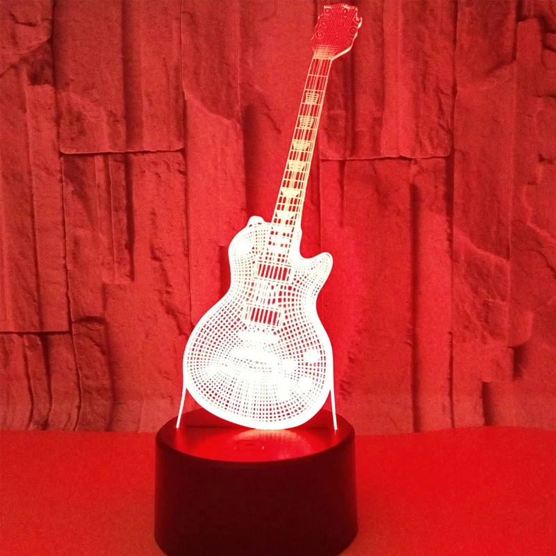 3D LED Night Light Musical Instruments Guitar with 7 Colors Light for