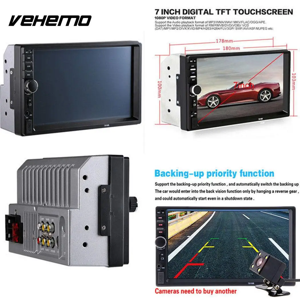 

Vehemo 7inch MP5 Player Radio Auto MP5 Player Smart Car MP5 Player Automotive Flexible Rear View