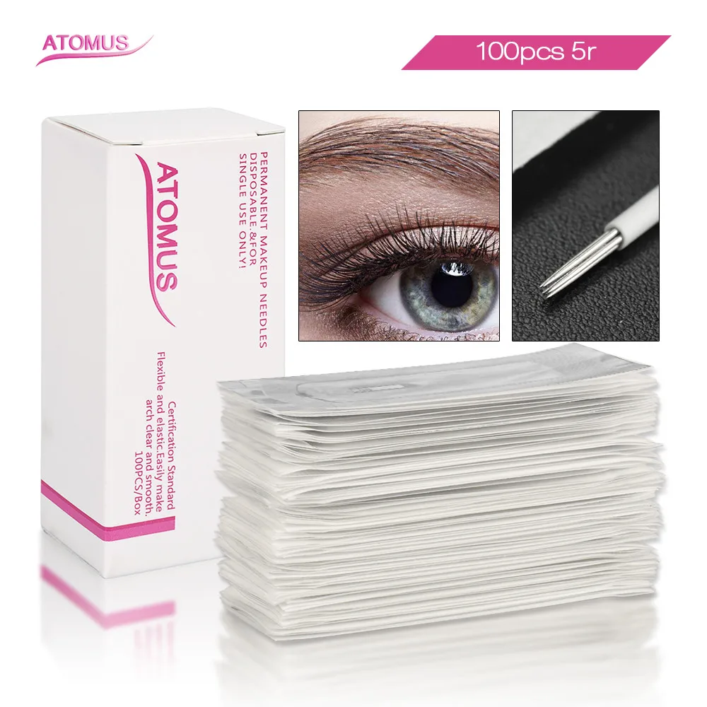 

100 шт. 5R Needling Agujas Microblading Перманентный макияж для бровей вышивка Tebore Lamina затеняющие иглы