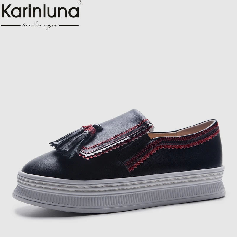 

New Hot Sale Women Flat Platform Shoes Woman Genuine Leather Large Size 34-42 Loafers Casual Flats Shoes Woman