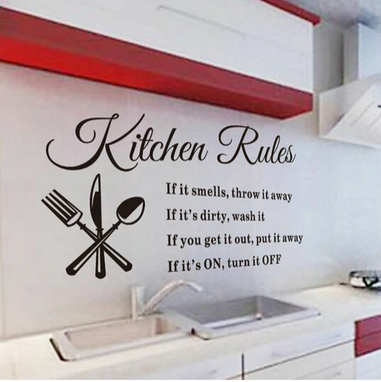 DIY Wall Stickers Kitchen Rules Decal Home Accessories Beautiful restaurant Decoration Kitchen Wall Stickers wall art