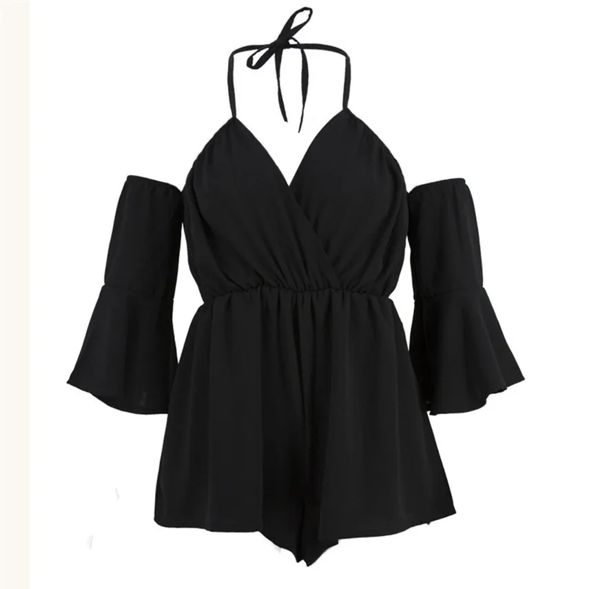 

MAXIORILL Women combi short femme ete Slach Neck Beach Sexy Holiday Mini Jumpsuit buzo mujer de algodon Y*