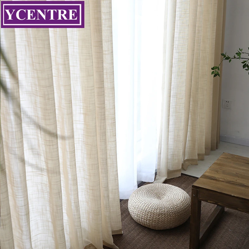 

YCENTRE Solid Color Linen Like Modern Style Window Treatment Semi Voile Sheer Curtain for Living Room/Kitchen Curtains/Bedroom