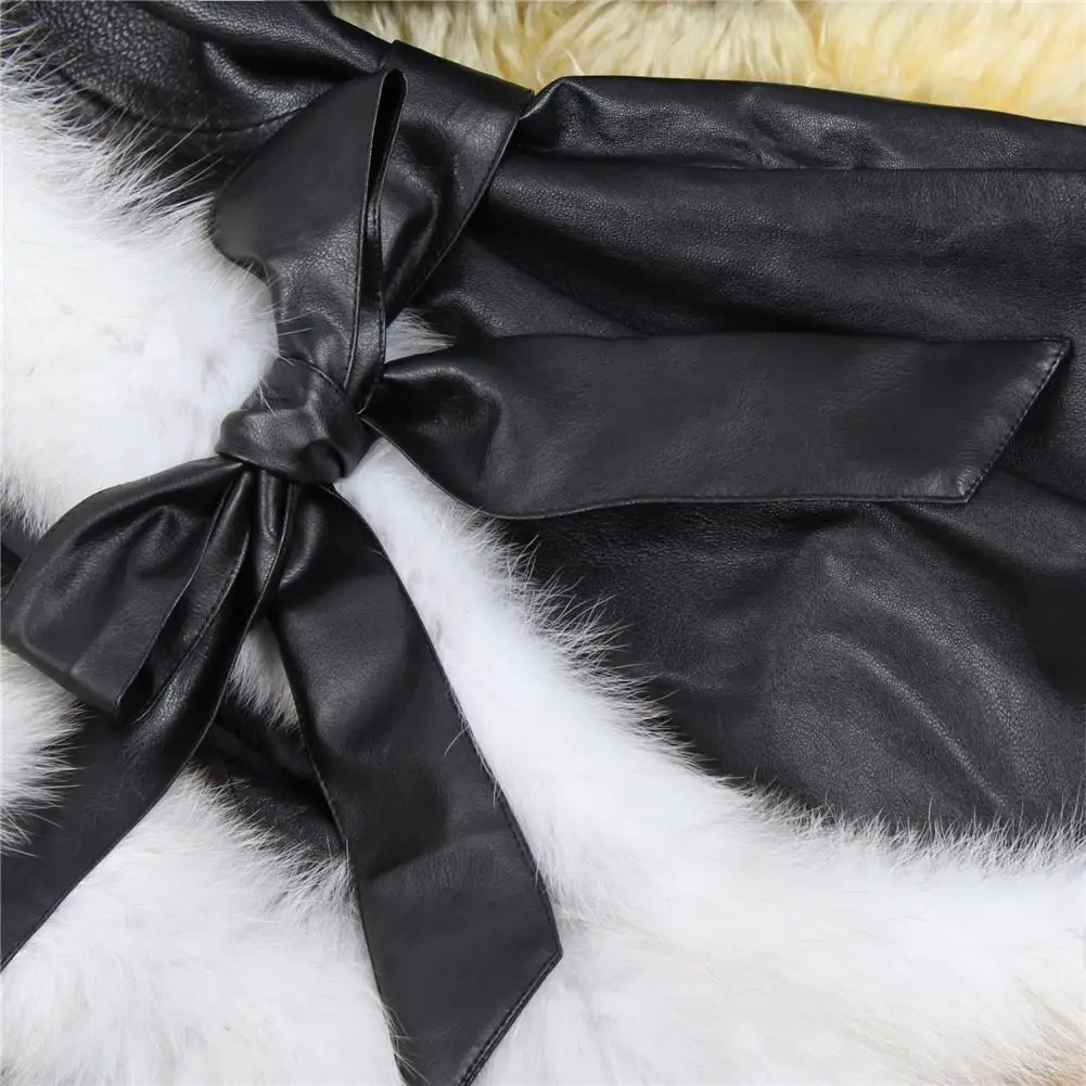 Women's Fashionable Faux Fur Leather Jacket Coat Autumn And Winte Luxurious Warm Black White Fur Leather Warm Coat Jacket