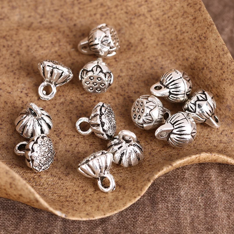 

10pcs/lot Silver Color Alloy Lotus Charms for Jewelry Making DIY Bracelets Pendant Beads Charm Jewelery Alloy Accessories