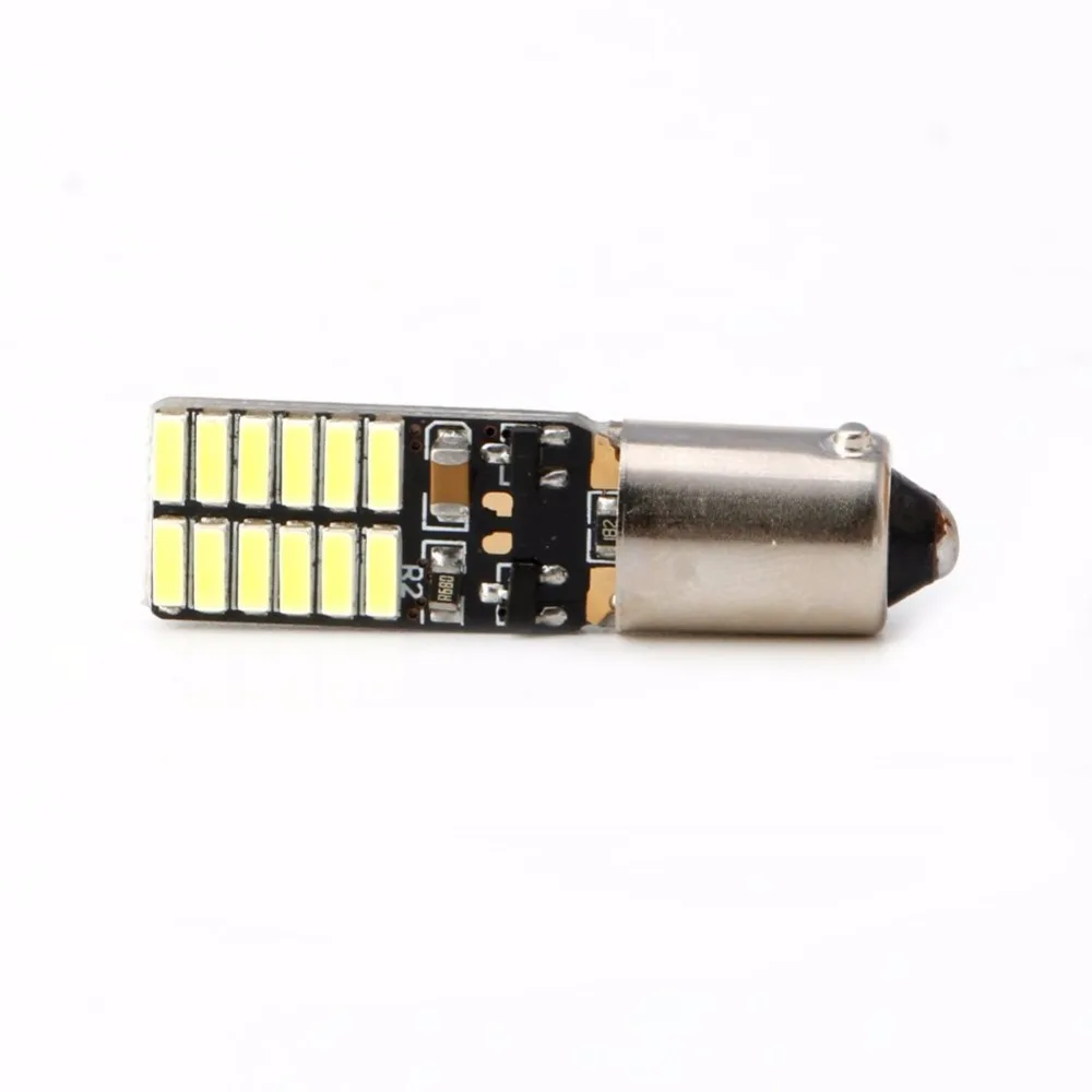 4 Fiale Ba9S T4W 24 Leds 4014 Smd Blanc Effet 6000K Anti-Erreur Odb 12V