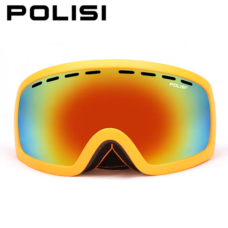 POLISI Профессиональный сноуборд очки поляризованные двухслойные анти-противотуманные линзы лыжные очки зимние уличные альпинистские очки - Цвет: Orange 09