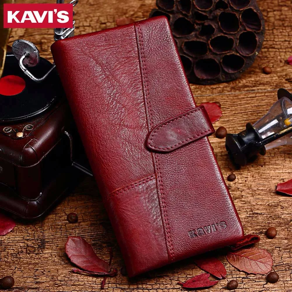  KAVIS Genuine Leather Women Wallet Female Long Clutch Lady Walet Portomonee Rfid Luxury Brand Money - 32815354700