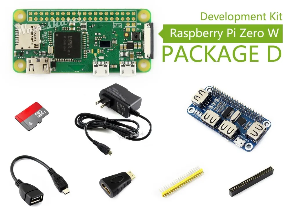 Raspberry Pi Zero W посылка D базовый макетный комплект карта Micro SD адаптер питания