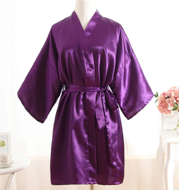 Темно-синий цветок Ladie's короткий атласный халат женская ночная рубашка для отдыха нижнее белье с поясом кимоно халат Ночное белье - Цвет: style 1