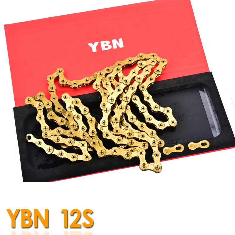 YBN SLA титановая Золотая велосипедная цепь 12 Скоростей 126 звеньев с волшебным