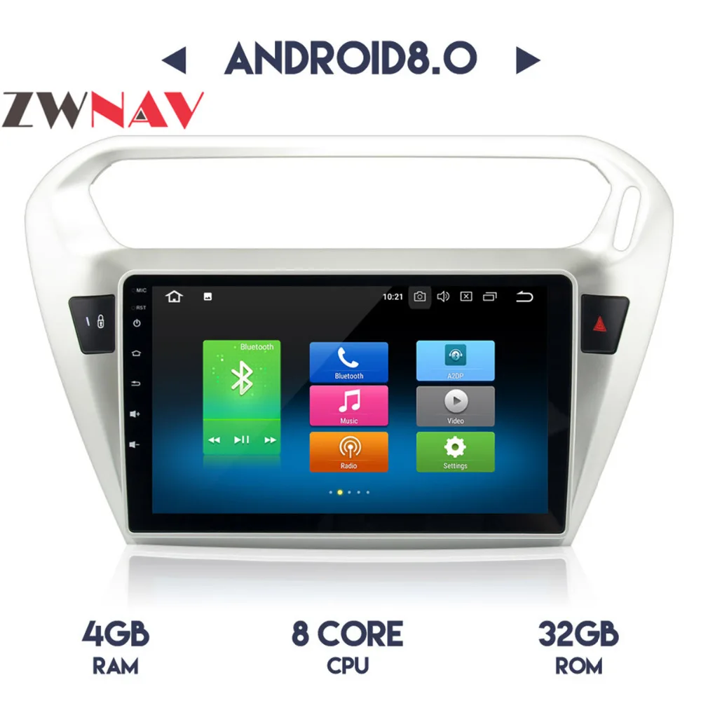 Perfect ZWNAV Android 8.0 Car GPS Navigation DVD Player For PEUGEOT 301 Citroen Elysee 2014 2015 2016 2017 Multimedia Radio 9 Inch 1