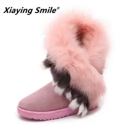 Xiaying Smile/зимние женские теплые сапоги, теплые сапоги до середины икры, на платформе, с ремешком, без шнуровки, на плоской подошве