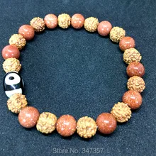 Тибетские бусины дзи браслет три глаза старый дзи сверкающий гальден песок камень и Бодхи браслет два цвета этнический стиль