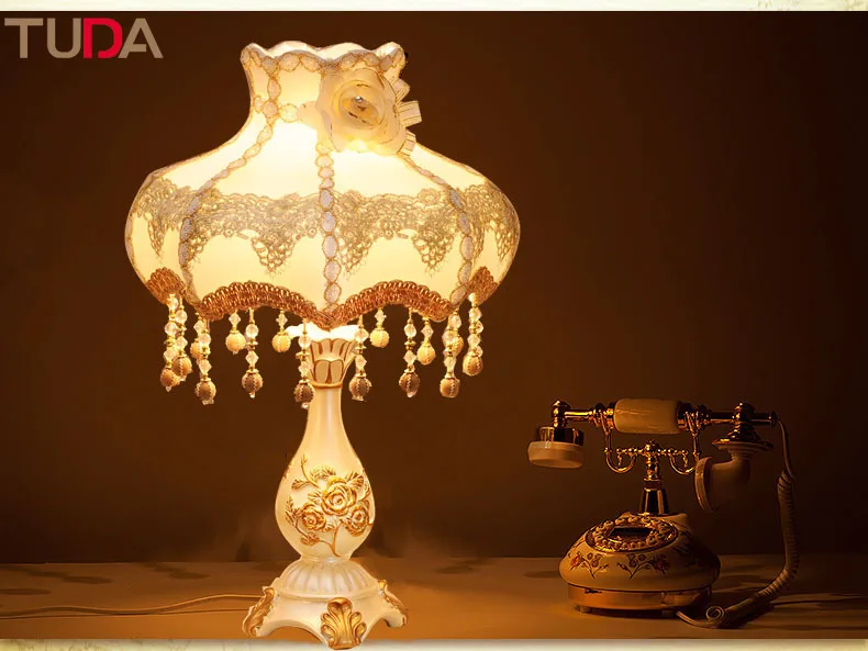 

TUDA 34cmX53cm LED Table Lamp European Resin Table Lamp for Living Room Bedroom Bedside Table Lamp E27 110V 220V