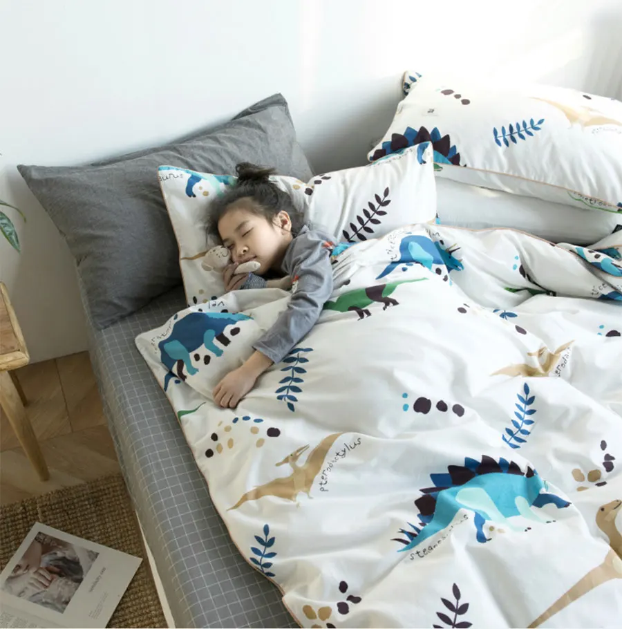 

cute cartoon dinosaur bedding set teen kid,twin full queen cotton single double home textile bed sheet pillow case duvet cover